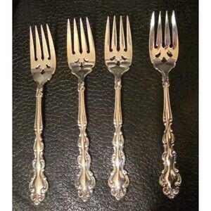 Oneida Community Silverplate Modern Baroque 4 Salad Forks Fork